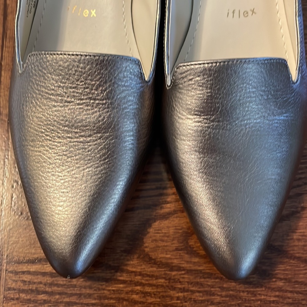 Anne Klein FLEX metallic AKKIMBRE low heel pump genuine leather snake heel 8.5M - Picture 7 of 15